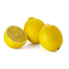 Lemon isolated on white background. Lemon fruit Clipping Path. 
