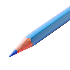 A blue pencil with a red tip
