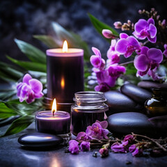 Obraz na płótnie Canvas candles and orchid