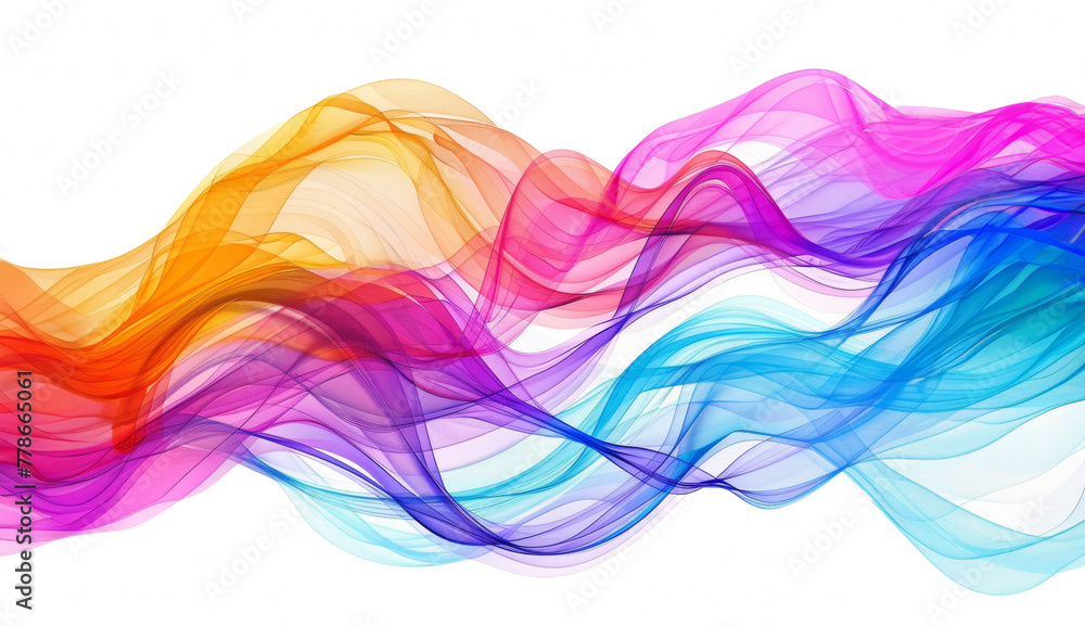 Fototapete abstract background with thin smooth wave colorful lines on a white background