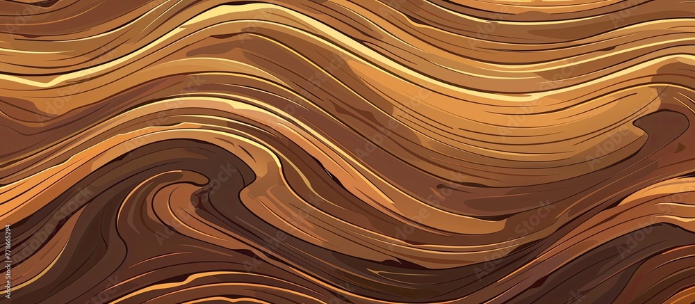 Poster a detailed close-up view of a pattern with brown and black wavy lines