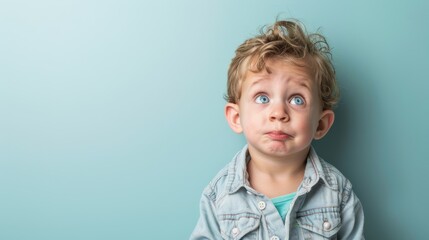 A young boy with a surprised and curious expression (funny looking people)