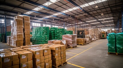 Ceylon tea factory warehouse with plastic boxes production