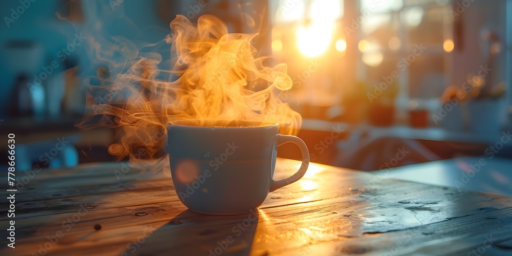 Canvas Prints Cozy Contrast of Steam and Cold Air in a Brisk Morning Landscape