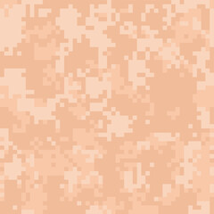 Seamless digital tan pink pixel fashion camo pattern vector