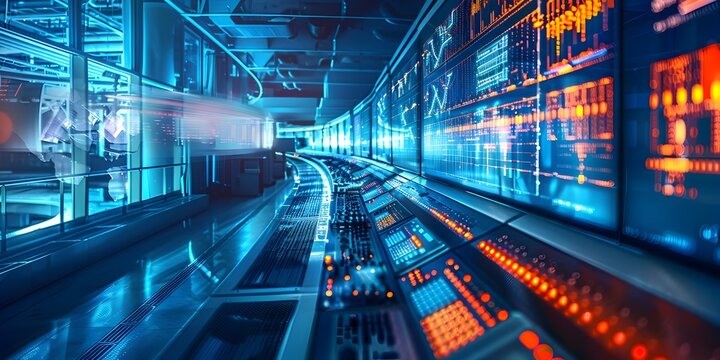 Futuristic Electric Grid Control Room with Advanced Digital Monitoring and Power Distribution Management