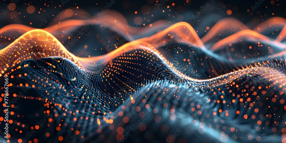 Aufkleber glowing digital waveforms depicting the invisible power of wireless communication in a captivating a