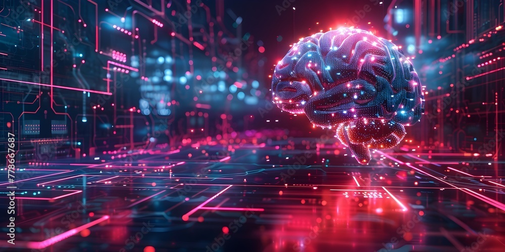 Aufkleber artificial intelligence digital brain highlighting machine learning potential