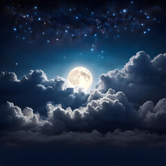 Obraz na płótnie Canvas a big moon shining in the dark night sky
