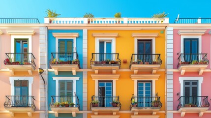 Obraz premium Residential building facade with balconies.