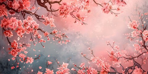 Ethereal Cherry Blossoms in Full Bloom A Fleeting Spectacle of Delicate Beauty and Renewal - obrazy, fototapety, plakaty