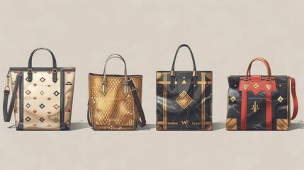 Sophisticated Fashion Shopping Bags Highlighting Elegant Retail Brand Designs and Logos