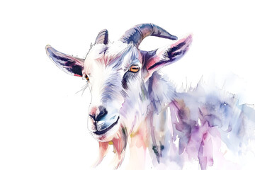 watercolour Painting of a goat with horns and a colorful paint splatter for eid ul adha . Watercolor Painting of a Festive Eid Ul Adha Goat