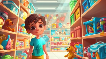 Vibrant Toy Store Adventure Shelves Brimming with Captivating Games and Enchanting Discoveries