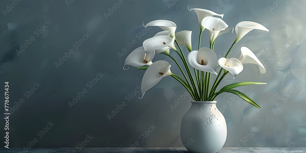 Poster elegant calla lily arrangement in minimalist vase exemplifying purity and serenity