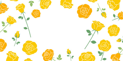 父の日をイメージした黄色い薔薇のフレーム（2:1）_ベクターイラスト - obrazy, fototapety, plakaty