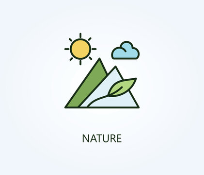 Nature outline color icon.