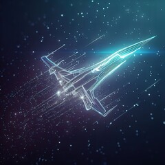 Airplane in flight with dark background.with Generative AI technology