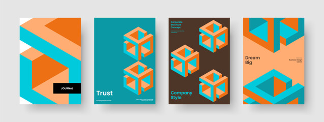 Fototapeta premium Geometric Report Layout. Abstract Book Cover Design. Modern Banner Template. Brochure. Flyer. Business Presentation. Poster. Background. Newsletter. Portfolio. Advertising. Brand Identity. Journal