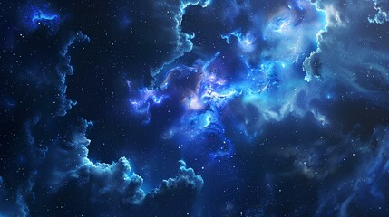 Blue Planet Earth in Space with Stars and Nebula Background