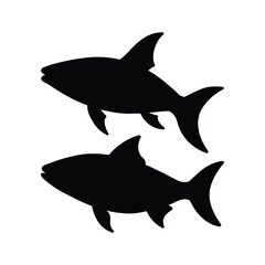 silhouette of tarpon fish on white