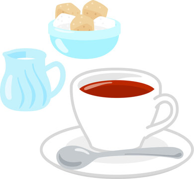 紅茶と角砂糖とミルクピッチャー