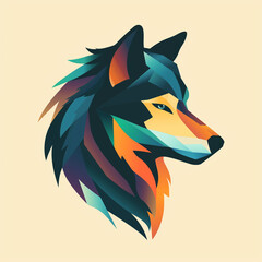 Obraz premium Colorful Wolf Logo