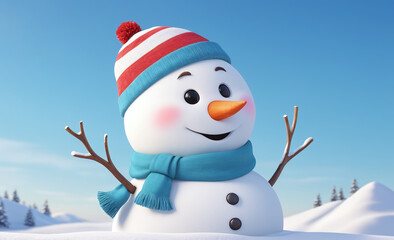 Obraz premium Cute snowman with copy space tint illustration , detailed