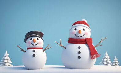 Cute snowman with copy space tint illustration , detailed