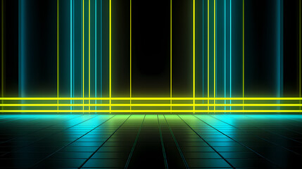 Empty hall with neon lines