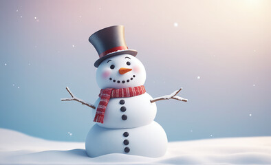 Fototapeta premium Cute snowman with copy space tint illustration , detailed