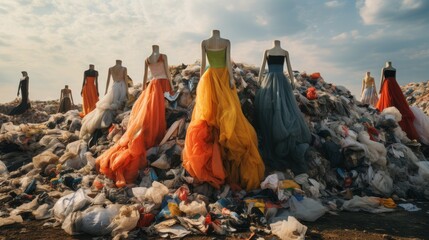 Fashion Waste Crisis a Visual Representation in a Landfill 