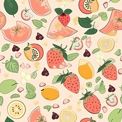 Fruit assorted, seamless pattern, texture, background.