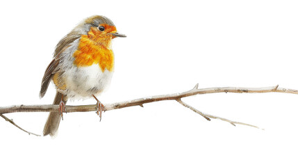 Robin in watercolour Isolated on white background.