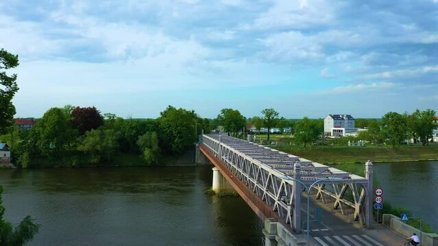 Piastowski Bridge River Odra Brzeg Most Aerial View Poland