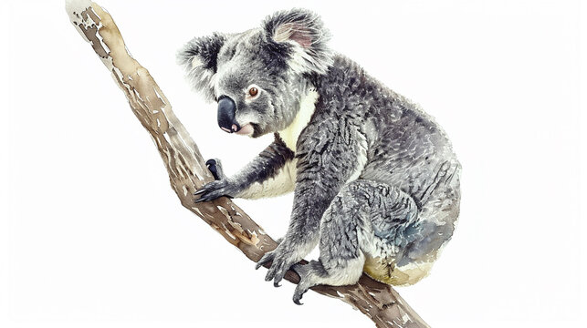 koala in watercolour Isolated on white background.