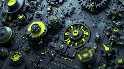 A 3D composition of clockwork gears - obrazy, fototapety, plakaty