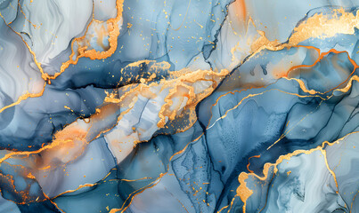 Abstract watercolor marble background with gold lines, Generative AI 