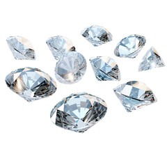 illustration of set of diamonds, Isolated on transparent PNG background, Generative ai