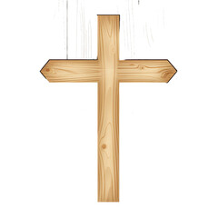 a simple christian cross wooden, Isolated on transparent PNG background, Generative ai
