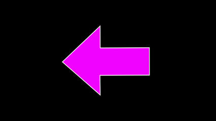 Left side purple arrow directional highlight. Arrow sign symbol on black screen