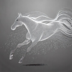 horse head is in line with the particles.with Generative AI technology - obrazy, fototapety, plakaty