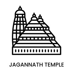 Jagannath, Puri, Odisha, India. minimalist line art icon, historical landmark for web, mobile apps and UI.