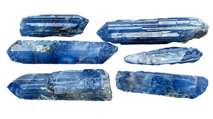 Kyanite Gemstone Collection in Digital Art 3D Design, Isolated on Transparent Background for Jewelry and Geology Themes