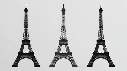 Eiffel Tower black and white vector outline and silhouette, generative Ai