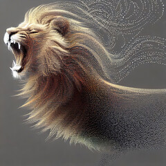 lion king head is in line with the particles.with Generative AI technology