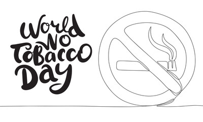World no Tobacco Day banner. Line art stop smoke. Hand drawn vector art