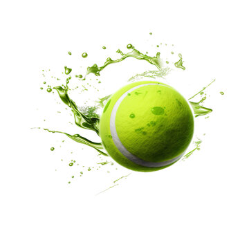 illustration of tennis ball, Isolated on transparent PNG background, Generative ai