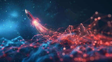Futuristic technology concept illustration. Rocket launch. Abstract business startup concept. - obrazy, fototapety, plakaty