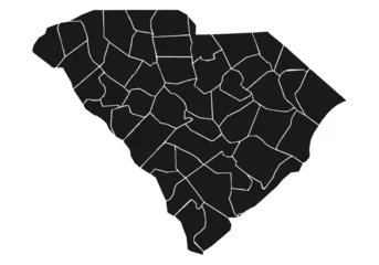 Foto op Canvas Mapa negro de Carolina del Sur en fondo blanco. © Gabrieuskal